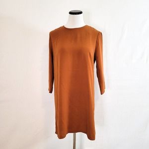 Forever 21 3/4 Sleeve Shift Dress Burnt Orange S